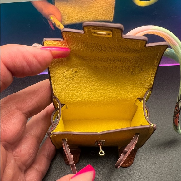 Yellow Mini Bag with Pink and Brown Accents - Picture 8 of 8